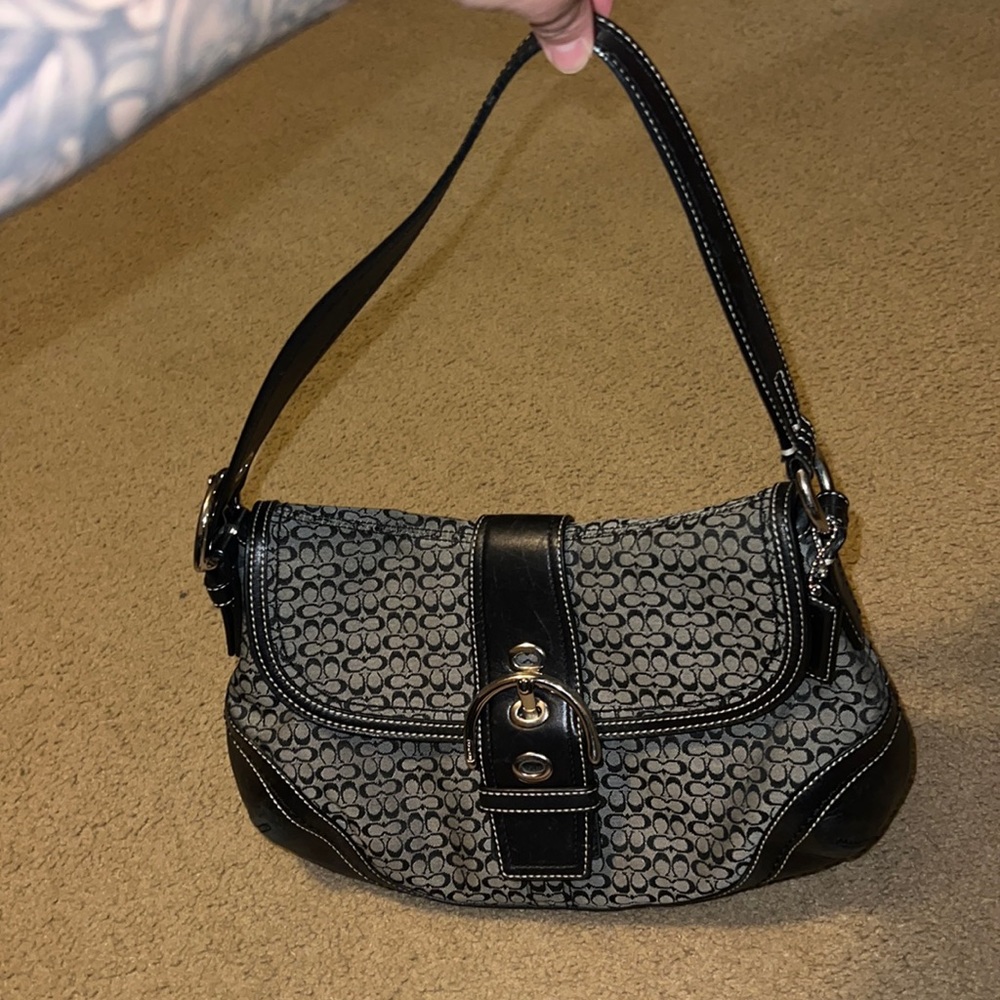 Black Coach bag matching checkbook wallet
